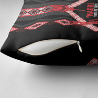 Toitu Te Tiriti Waitangi Pillow Cover Black Wharenui House - Polynesian Pride