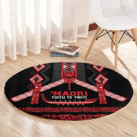 Toitu Te Tiriti Waitangi Round Carpet Black Wharenui House - Polynesian Pride