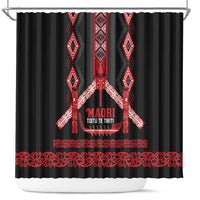 Toitu Te Tiriti Waitangi Shower Curtain Black Wharenui House LT9 Black - Polynesian Pride