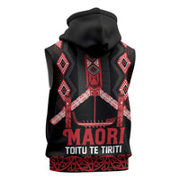 Toitu Te Tiriti Waitangi Sleeveless Zip Hoodie Black Wharenui House LT9 - Polynesian Pride
