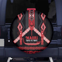 Toitu Te Tiriti Waitangi Spare Tire Cover Black Wharenui House LT9 No hole Black - Polynesian Pride