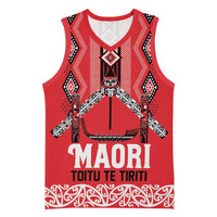 Toitu Te Tiriti Waitangi Basketball Jersey Red Wharenui House - Polynesian Pride