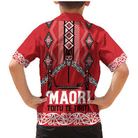 Toitu Te Tiriti Waitangi Family Matching Mermaid Dress and Hawaiian Shirt Red Wharenui House - Polynesian Pride