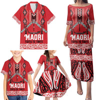 Toitu Te Tiriti Waitangi Family Matching Puletasi and Hawaiian Shirt Red Wharenui House - Polynesian Pride