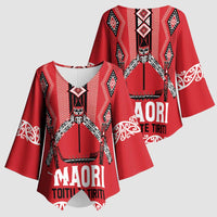 Toitu Te Tiriti Waitangi Kimono Sleeve Blouse Red Wharenui House - Polynesian Pride