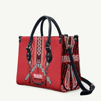 Toitu Te Tiriti Waitangi Leather Bag Red Wharenui House - Polynesian Pride