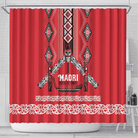 Toitu Te Tiriti Waitangi Shower Curtain Red Wharenui House LT9 - Polynesian Pride