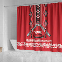 Toitu Te Tiriti Waitangi Shower Curtain Red Wharenui House LT9 - Polynesian Pride