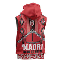 Toitu Te Tiriti Waitangi Sleeveless Hoodie Red Wharenui House - Polynesian Pride