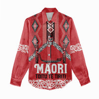 Toitu Te Tiriti Waitangi Women Casual Shirt Red Wharenui House - Polynesian Pride