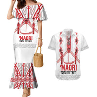 Toitu Te Tiriti Waitangi Couples Matching Mermaid Dress and Hawaiian Shirt White Wharenui House - Polynesian Pride