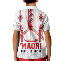 Toitu Te Tiriti Waitangi Kid Polo Shirt White Wharenui House - Polynesian Pride