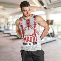 Toitu Te Tiriti Waitangi Men Tank Top White Wharenui House LT9 white - Polynesian Pride