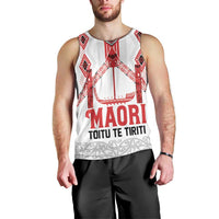 Toitu Te Tiriti Waitangi Men Tank Top White Wharenui House LT9 - Polynesian Pride