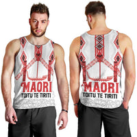Toitu Te Tiriti Waitangi Men Tank Top White Wharenui House LT9 - Polynesian Pride