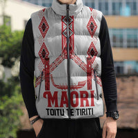 Toitu Te Tiriti Waitangi Sleeveless Puffer Jacket White Wharenui House LT9 - Polynesian Pride