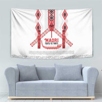 Toitu Te Tiriti Waitangi Tapestry White Wharenui House - Polynesian Pride