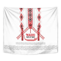 Toitu Te Tiriti Waitangi Tapestry White Wharenui House - Polynesian Pride