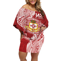 Personalised Kolisi Tonga Atele 142nd Anniversary Off Shoulder Short Dress Special Kupesi Pattern