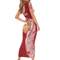 Personalised Kolisi Tonga Atele 142nd Anniversary Short Sleeve Bodycon Dress Special Kupesi Pattern