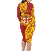 Personalised Kolisi Tonga Atele Family Matching Long Sleeve Bodycon Dress and Hawaiian Shirt Since 1882 Simple Ngatu Pattern