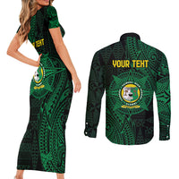 Personalised Tonga Liahona High School 76th Anniversary Couples Matching Short Sleeve Bodycon Dress and Long Sleeve Button Shirt Special Kupesi Pattern