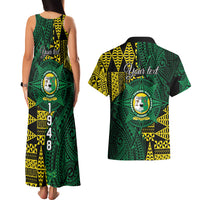 Personalised Tonga Liahona High School Couples Matching Tank Maxi Dress and Hawaiian Shirt Since 1948 Special Kupesi Pattern