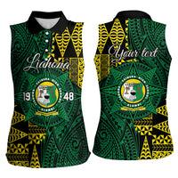 Personalised Tonga Liahona High School Women Sleeveless Polo Shirt Since 1948 Special Kupesi Pattern