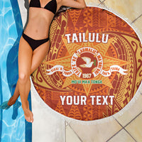 Personalised Tonga Tailulu College Beach Blanket Since 1967 Special Kupesi Pattern Version 1