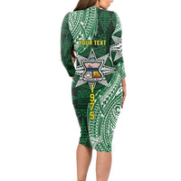 Personalised Tonga Takuilau College Long Sleeve Bodycon Dress Since 1975 Special Kupesi Pattern