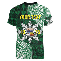 Personalised Tonga Takuilau College Women V-Neck T-Shirt Since 1975 Special Kupesi Pattern