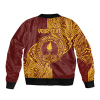 Personalised Tonga Beulah College Sleeve Zip Bomber Jacket Since 1938 Special Kupesi Pattern