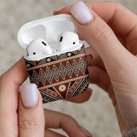 Vintage Bula Fiji AirPods Case Brown Tapa Masi Motif LT9 - Polynesian Pride