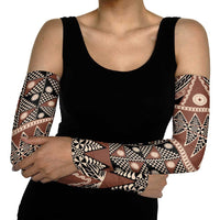 Vintage Bula Fiji Arm Sleeves Brown Tapa Masi Motif - Polynesian Pride