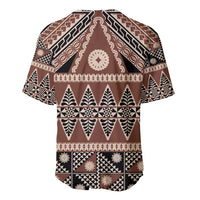Vintage Bula Fiji Baseball Jersey Brown Tapa Masi Motif LT9 - Polynesian Pride