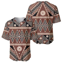 Vintage Bula Fiji Baseball Jersey Brown Tapa Masi Motif LT9 - Polynesian Pride