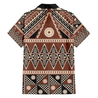 Vintage Bula Fiji Family Matching Short Sleeve Bodycon Dress and Hawaiian Shirt Brown Tapa Masi Motif