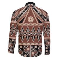 Vintage Bula Fiji Family Matching Short Sleeve Bodycon Dress and Hawaiian Shirt Brown Tapa Masi Motif