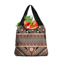 Vintage Bula Fiji Grocery Bag Brown Tapa Masi Motif