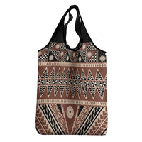 Vintage Bula Fiji Grocery Bag Brown Tapa Masi Motif