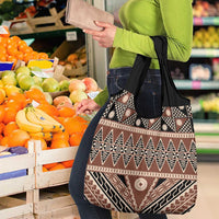 Vintage Bula Fiji Grocery Bag Brown Tapa Masi Motif