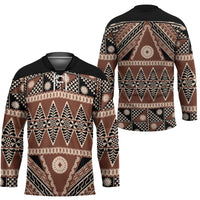 Vintage Bula Fiji Hockey Jersey Brown Tapa Masi Motif - Polynesian Pride