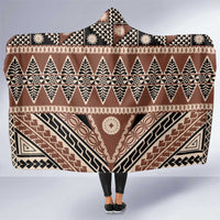 Vintage Bula Fiji Hooded Blanket Brown Tapa Masi Motif LT9 One Size Brown - Polynesian Pride