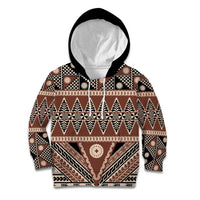 Vintage Bula Fiji Kid Hoodie Brown Tapa Masi Motif