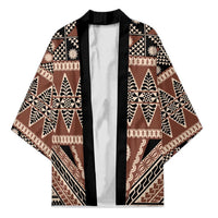 Vintage Bula Fiji Kimono Brown Tapa Masi Motif - Polynesian Pride