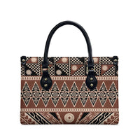 Vintage Bula Fiji Leather Bag Brown Tapa Masi Motif - Polynesian Pride
