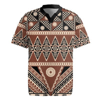 Vintage Bula Fiji Rugby Jersey Brown Tapa Masi Motif