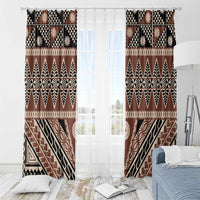 Vintage Bula Fiji Window Curtain Brown Tapa Masi Motif