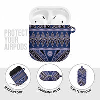 Vintage Bula Fiji AirPods Case Prussian Blue Tapa Masi Motif - Polynesian Pride