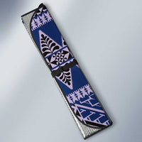 Vintage Bula Fiji Auto Sun Shade Prussian Blue Tapa Masi Motif - Polynesian Pride